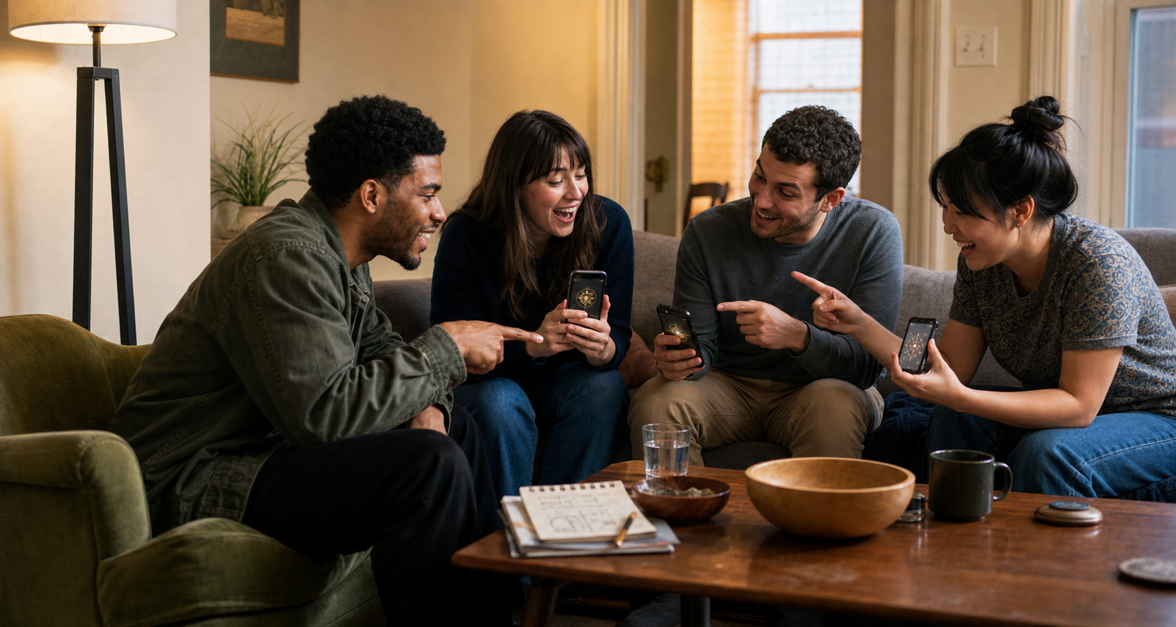 Multiple customers joining a shared escape game with their phones